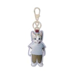 Yuko Higuchi cat-shaped keychain in beige and brown GG Supreme