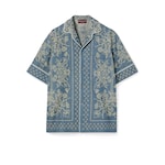 Camicia in denim délavé GG jacquard
