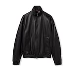 Leather bomber jacket with logo