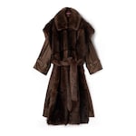 Soft hairy shearling coat with belt