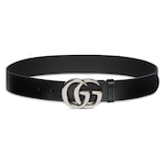 GG Marmont belt in black leather | GUCCI® US