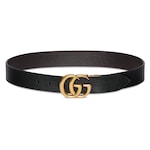 Reversible Leather Belt With Double G Buckle In Black/Brown