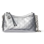 silver GG leather
