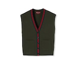 Rib felted wool cardigan vest with Web