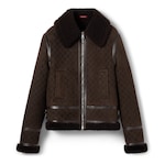 Veste en shearling et daim avec imprimé