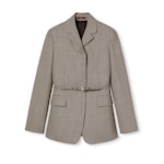 Gingham wool jacket with belt