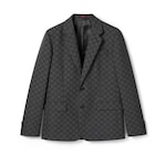 Chaqueta de lana gingham técnica con GG