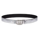 metallic silver leather