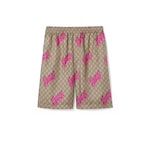 beige, brown and fuchsia