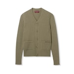 Rib wool cashmere knit cardigan