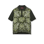 Printed silk cotton knit polo shirt