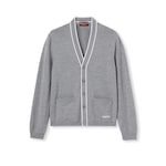 Cardigan in maglia di lana fine con intarsio