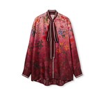 Bluse aus Seide mit Halsschleife und Print