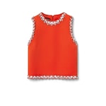Crêpe wool silk top with embroidery