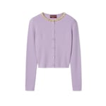 Cardigan en laine feutrée côtelée avec broderie