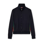 Technical jersey zip jacket with Web in dark blue | GUCCI® US