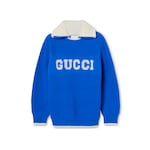 Children's wool polo sweater in blue and white | GUCCI® US
