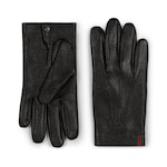 Grainy leather gloves with Web in black | GUCCI® US
