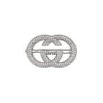 Interlocking G hair clip with crystals in palladium-toned | GUCCI® US