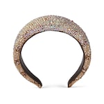 GUCCI ヘアバンド ブラウン ストーン装飾 GG canvas hairband with crystals in camel and dark brown | GUCCI® US