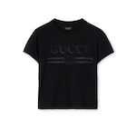 Cotton jersey T-shirt with devoré detail in black | GUCCI® US