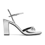 metallic silver leather