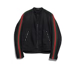 Cotton denim biker jacket with Web in black | GUCCI® US