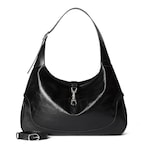 black hand-treated leather