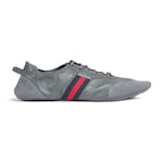 grey suede and leather