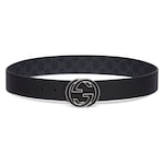 【GUCCI】インターロッキング G ベルト ブラック Reversible belt with Interlocking G buckle in black Supreme and