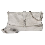 metallic silver suede