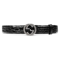 Crocodile belt with interlocking G buckle