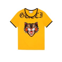 猫贴花纯棉T恤 - Gucci Men's T-shirts 476035X