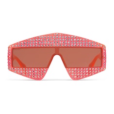 Rectangular-frame acetate sunglasses with crystals