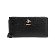 Animalier leather zip around wallet 