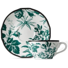 Teetasse und Untertasse mit Herbarium-Motiv, 2er-Set