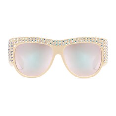 Oversize sunglasses with crystals in ivory acetate GUCCI AE
