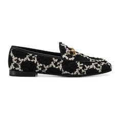 Mocassino Gucci Jordaan donna in tweed GG