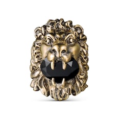 Lion head ring with crystal