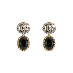 Pendientes de Doble G con cristales negros