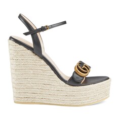 Espadrilles compensées en cuir pour femme