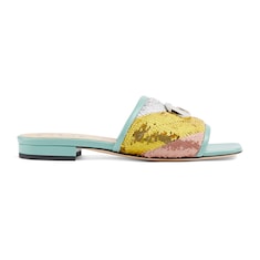 Women's sequin slide sandal