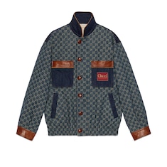 Washed organic denim bomber jacket