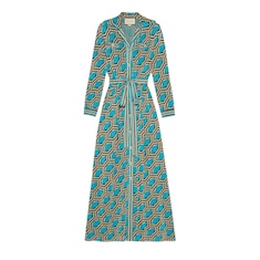 Lamé geometric jacquard shirt dress