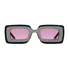 Rectangular-frame sunglasses with crystals
