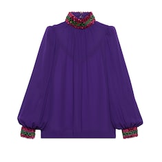 Camicia in georgette di seta con paillettes ricamate