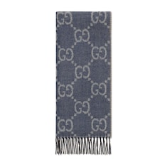 GG jacquard knit scarf with tassels