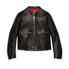 Giacca da biker in pelle con stampa 'You Got Good Taste'