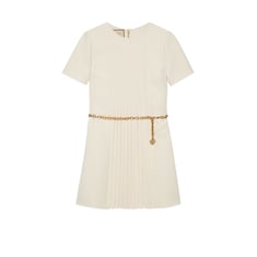 Pleated dress with chain belt 