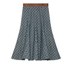 Falda de denim con GG y adorno de piel
